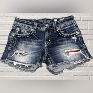Miss Me Jean Shorts Signature Cutoffs 27 Low Rise Distressed Y2K Bling